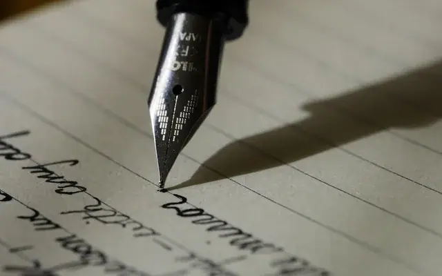 Fountain pen writing on paper